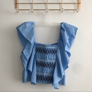 Milk & honey baby blue crop top